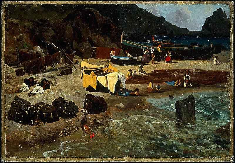 Albert Bierstadt Fishing Boats at Capri France oil painting art